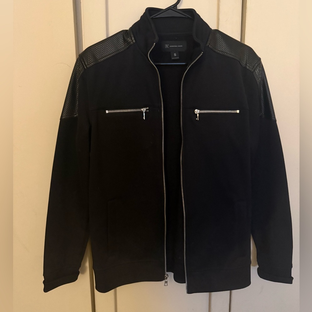 INC Black Bomber Jacket with Minimalist Design